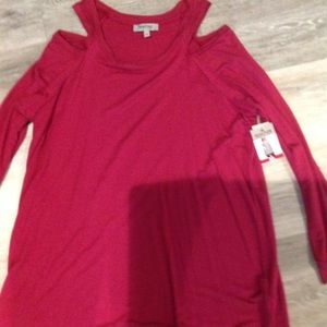 Red Cutaway Shoulder top